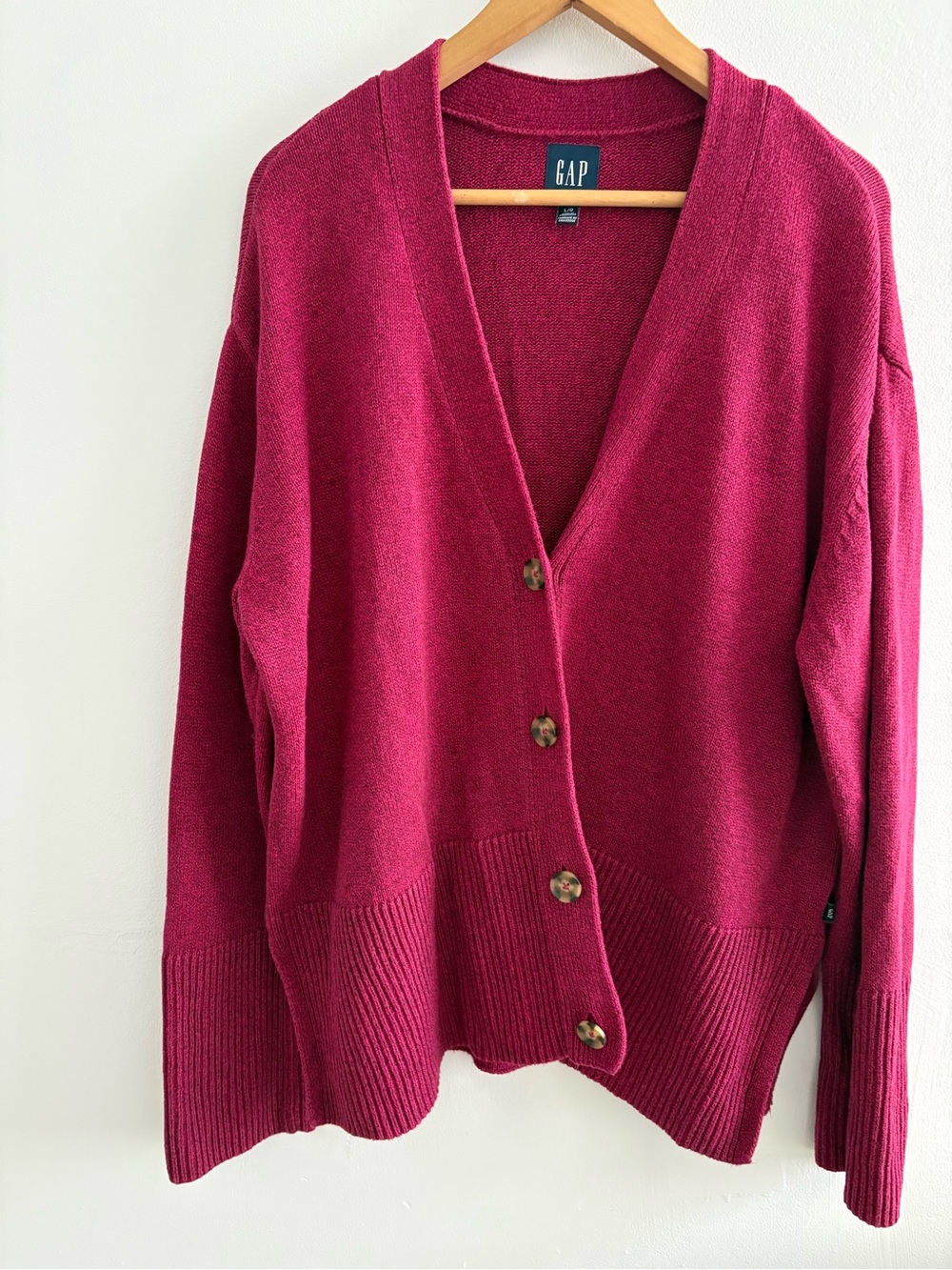 GAP Magenta Button-Up Cardigan Cotton Sweater
